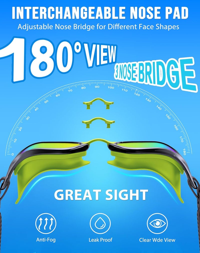 Vegemono Swim Goggles, Unisex Adult Swimming Goggles Anti Fog Anti UV No Leakage Wide View for Men Women Youth - Image 2